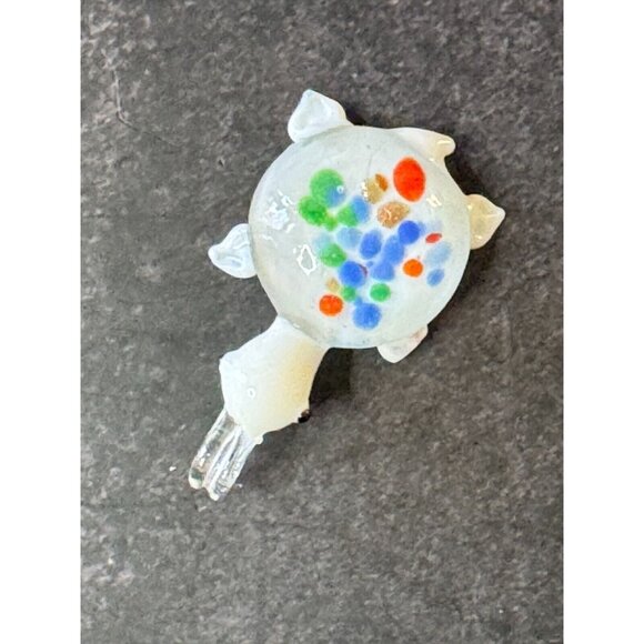 Vintage So Cute! Art Glass  Domed Turtle Pendant 2 1/4" - Picture 3 of 4
